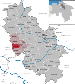 Läget för kommunen Tarmstedt i Landkreis Rotenburg