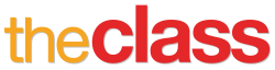 the class, written in lowercase, 'the' colored yellow, 'class' colored red, against a white background