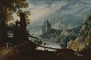Tobias Verhaecht, Mountain landscape with Tobias and the Angel, c. 1600