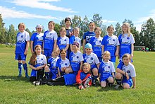 Young Finnish girls football team of Kolarin Kontio in Pitea, Sweden, in 2014 Tytot-04 Piteassa.JPG