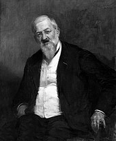 Peinture en noir et blanc d'un homme avec une barbe blanche.