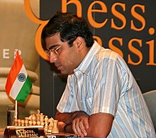 Indian chess grandmaster and former world champion Vishwanathan Anand competes at a chess tournament in 2005. Chess is commonly believed to have originated in India in the 5th century CE.