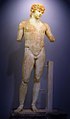 Statue of Antinous (Delphi), depicting Antinous, polychrome Parian marble, made during the reign of Hadrian (r. 117-138 AD)