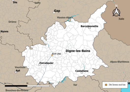 Carte des sites Seveso seuil bas.