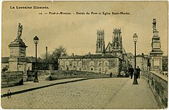 Pont-à-Mousson - Entrée du Pont et Église Saint-Martin