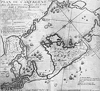 Plan of Cartagena with the Attacks on the Forts by Admiral Vernon, 1741