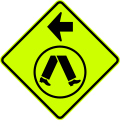 (W6-V2-2) Pedestrian Crossing Ahead on Side Road (turn left) (Used in Victoria)