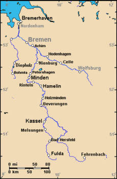 Location map GermanyWeser در وزر واقع شده