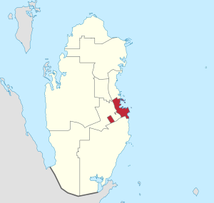 多哈（自治市）在卡塔尔的位置。