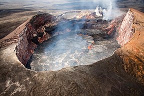 Lugaansig van die Puʻu ʻŌʻō-lawameer en -krater