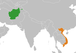 Peta memperlihatkan lokasiAfghanistan and Vietnam