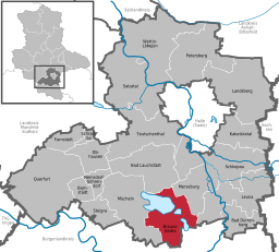 Läget för staden Braunsbedra i Saalekreis