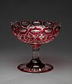 Compote, red-cut-to-clear-glass, 1855–70