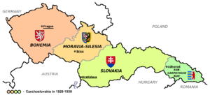 The First Czechoslovak Republic comprised 27% of the population of the former Austria-Hungary and nearly 80% of the industry. Czechoslovakia I.png