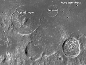 Doppelmayer (links oben) und Umgebung (LROC-WAC)