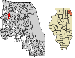 Расположение Ганноверского парка в округе Кук и Дюпейдж, штат Иллинойс.