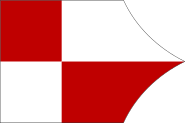 The Gaetan flag consists of quartered gules and argent Flag of Gaeta (10th century).svg