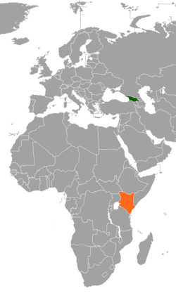 Карта с указанием местоположения Грузии и Кении