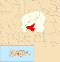 Location of Hato Puerco Abajo within the municipality of Villalba shown in red