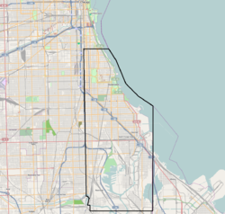 The original boundaries of Hyde Park Township, imposed on a current map of Chicago