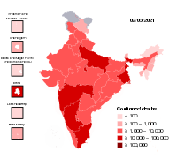 Map of COVID-19 Deaths in various States/UTs of India.