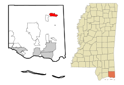 Location of Hurley, Mississippi