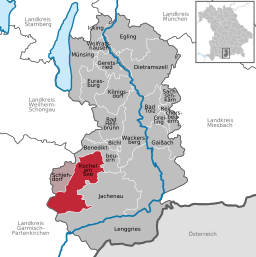 Läget för Kochel am See i Landkreis Bad Tölz-Wolfratshausen