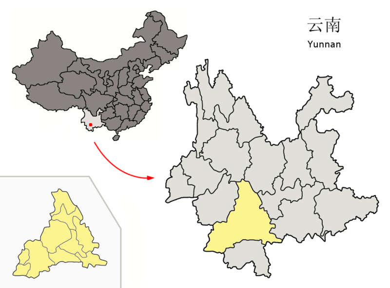 ไฟล์:Location of Pu'er Prefecture within Yunnan (China).png