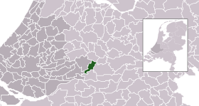 Highlighted position of Leerdam in a municipal map of South Holland