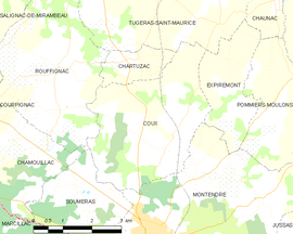 Mapa obce Coux