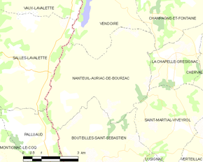 Poziția localității Nanteuil-Auriac-de-Bourzac