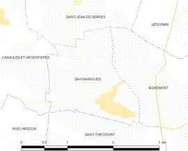 Mapa obce Savignargues