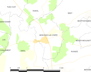 Poziția localității Monceaux-le-Comte