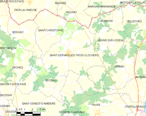 Poziția localității Saint-Gervais-les-Trois-Clochers