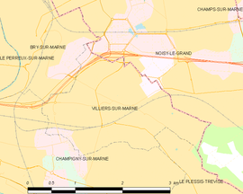 Mapa obce Villiers-sur-Marne