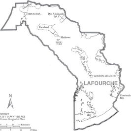Kaart van Lafourche Parish