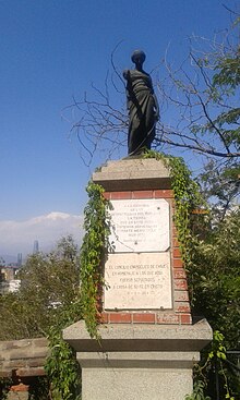 A modest memorial for the Protestants buried at the hillside of the Cerro Santa Lucia in Santiago de Chile. Until 1871 it was not allowed by the Catholic Church to bury "dissidents" in the cemeteries. Memorial-for-non-catholics2.jpg