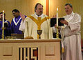 A United Methodist elder celebrating the Eucharist.