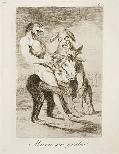 Capricho No. 63: ¡Miren que graves! (Look how solemn they are!)