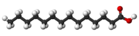 Ball-and-stick model of myristic acid