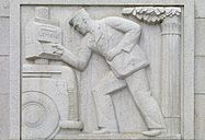 Mail Delivery East, one of four bas-relief sculptures on the Robert N. C. Nix, Sr., Federal Building in Philadelphia, 1937