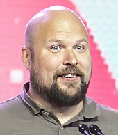 Markus Persson founded Mojang Studios in 2009. Notch receives the Pioneer Award at GDC 2016 (cropped).jpg