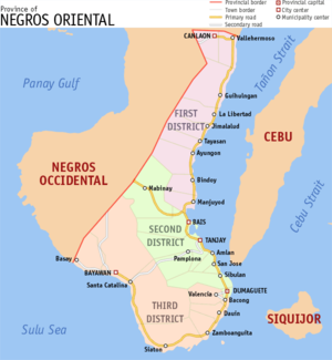 English: Map of Negros Oriental
