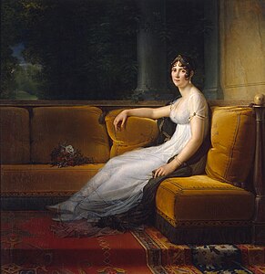 Retrat de Joséphine de Beauharnais amb un vestit imperi clàssic, modelat a partir de la roba de l'antiga Roma. (1801), de François Gérard. (El Museu Estatal de l'Ermitage).