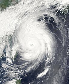 Typhoon Shanshan near peak intensity