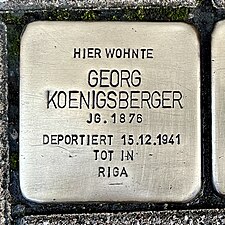 Stolperstein, Georg Koenigsberger in Hannover, Celler Straße 30 vom 09.11.2022