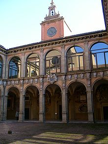 University of Bologna, established in AD 1088, is the world's oldest university in continuous operation. The Archiginnasio, Bologna, Italy, the wing with the Anatomical theatre.JPG