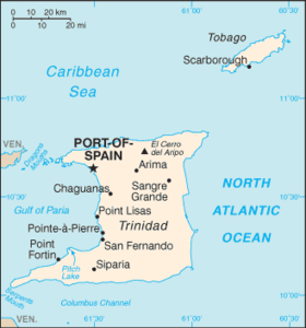 Curonian settlements in Americas (New Courland on Tobago) Trinidad and Tobago-CIA WFB Map.png