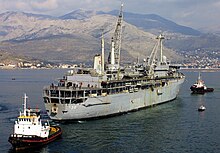 USS Emory S. Land (AS-39) at Gaeta, Italy, on 18 February 2004 (040218-N-4376H-014).jpg