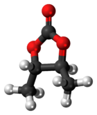 Ball-and-stick model of the trans-2,3-butylene carbonate molecule